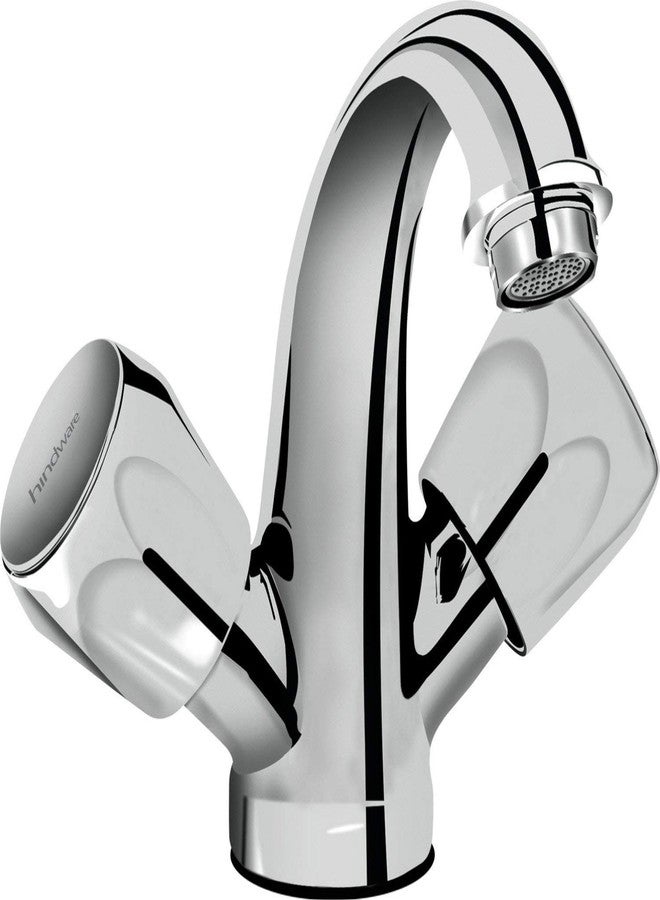 Hindware F200014CP Centre Hole Basin Mixer (Classik), Brass with Chrome Finish